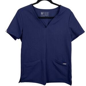 Figs Women's Navy Blue Catarina V-Neck Scrub Top Size S Healthcare Nursing
